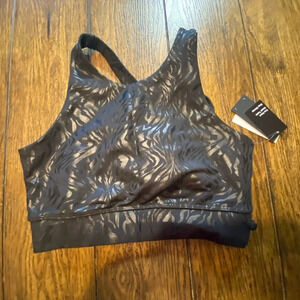 Eleven Venus Williams Black Zebra Tie Sports Bra Size Medium NWT B14